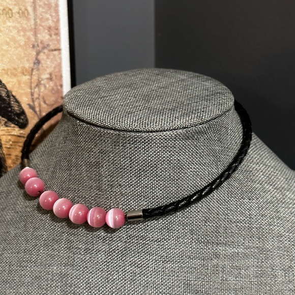 Rachel Agate Beaded Leather Chocker - Picture 2 of 4